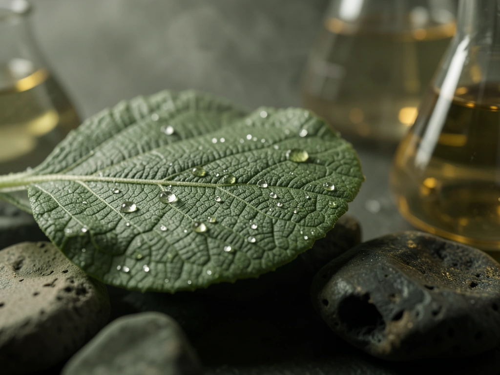 Herbal leaf detail representing botanical precision